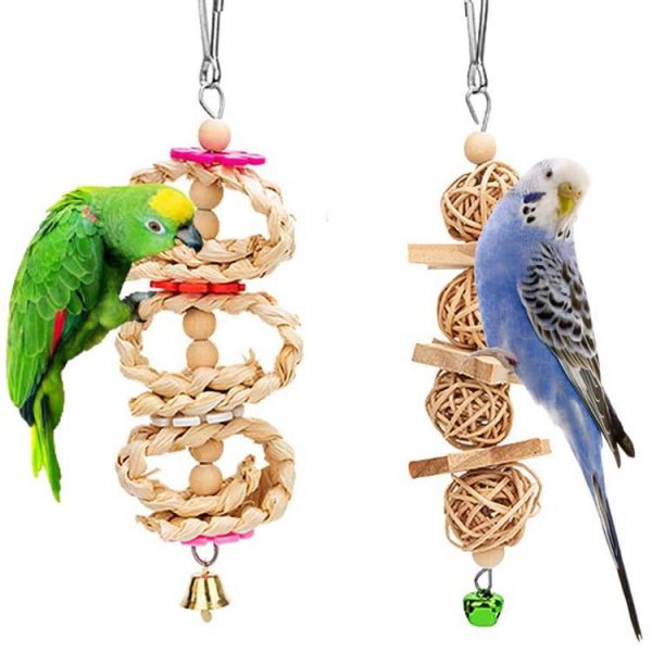 Bird Parrot Swing Toys, Chewing Standing Hanging Perch Hammock Climbing Ladder Bird Cage Toys for Budgerigar - Image 3
