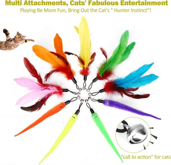 Interactive Cat Toys - Retractable Wand Toy and Feather Toys Refills for Indoor Cats to Chase and Exercise - Image 8