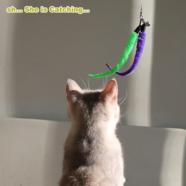 Interactive Cat Toys - Retractable Wand Toy and Feather Toys Refills for Indoor Cats to Chase and Exercise - Image 2