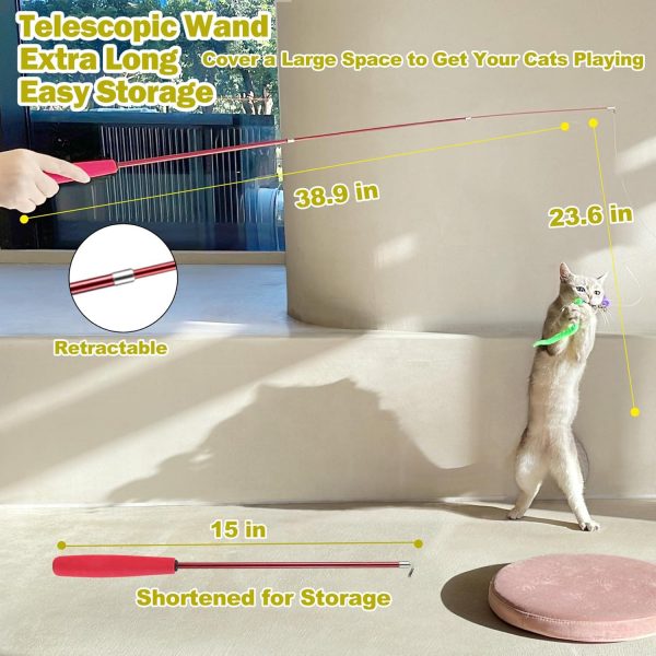 Interactive Cat Toys - Retractable Wand Toy and Feather Toys Refills for Indoor Cats to Chase and Exercise - Image 5