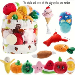 12-Piece Squeaky Plush Dog Toys Set