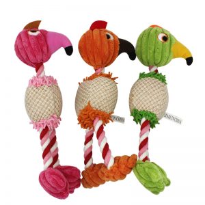 3-Color Cotton Rope Squeaky Bird Plush Toy