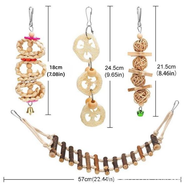 Bird Parrot Swing Toys, Chewing Standing Hanging Perch Hammock Climbing Ladder Bird Cage Toys for Budgerigar - Image 5