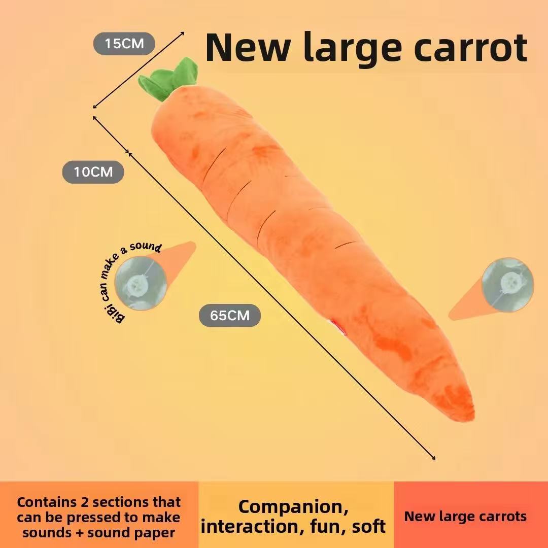 Pet Carrot Craze! Premium Plush Dog Toy – Soft & Fluffy, Just Like a Crisp Fresh Carrot! Built-in squeaker: squeeze it, and your pup goes crazy with joy~ Cute modern cartoon style, bite-resistant and ultra-durable. Daily play, boredom buster, teething helper – all in one! Your fur baby’s exclusive "veggie buddy" – looks AND toughness, double the awesome! - Image 5